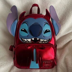 Disney Stitch in Devil Red Halloween Costume Loungefly Mini Backpack: NWT